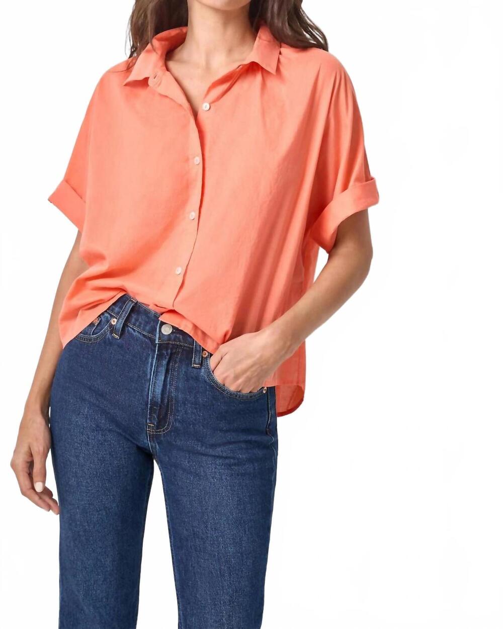 NEW LILLA P elbow sleeve button down shirt in nectar